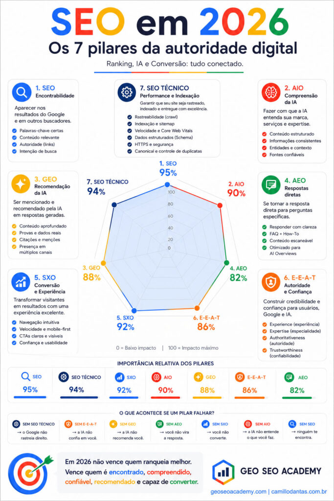 SEO em 2026: O Guia Definitivo dos 7 Pilares da Autoridade Digital para Google, ChatGPT, Gemini e Perplexity 2 7 pilares do seo moderno camillo dantas